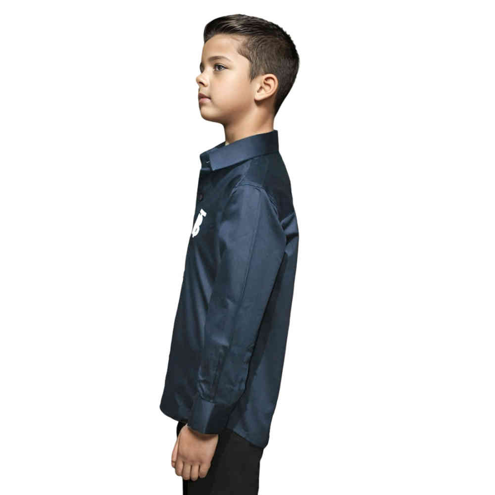 Burberry Embroidered Premium Navy Blue Kids Shirt-2