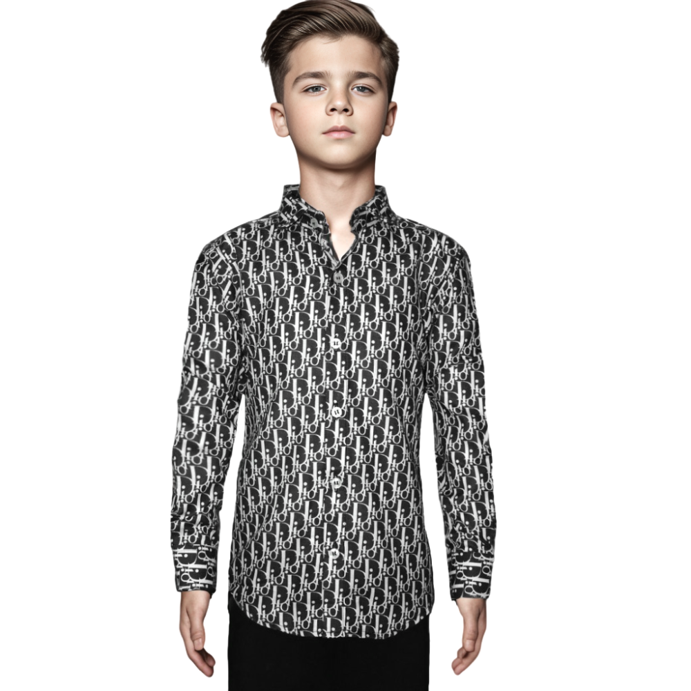 Dior Black Premium Quality Kids Shirt-thumb-0
