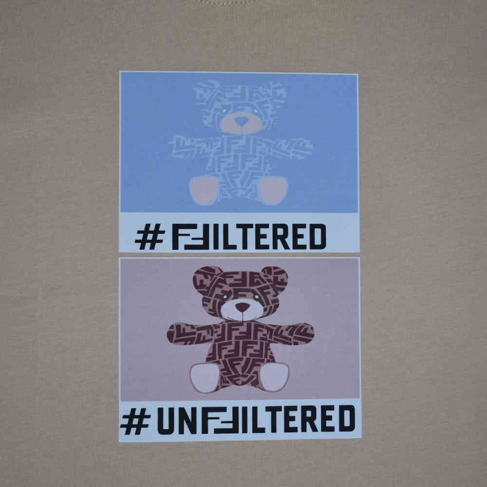 Fendi Teddy Print Brown Kids T-shirt-thumb-3