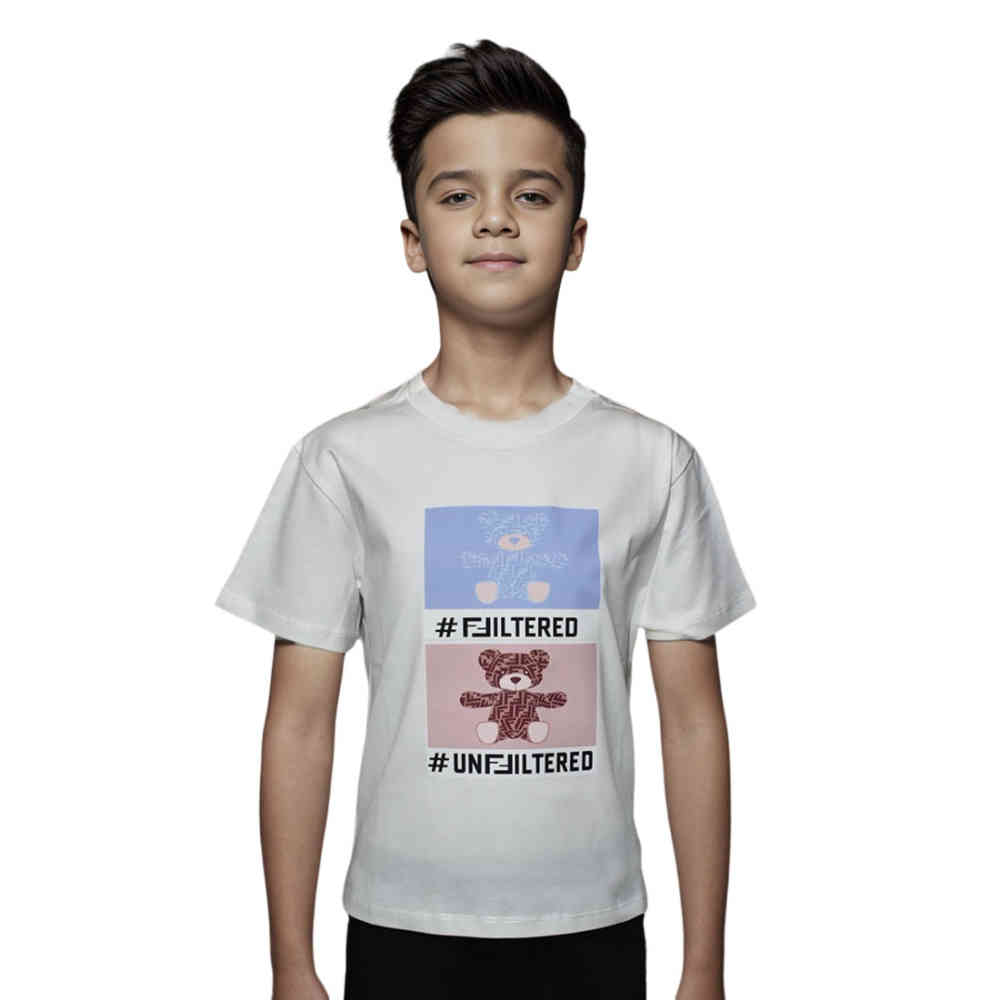White Fendi Teddy Print Purple Kids T-shirt
