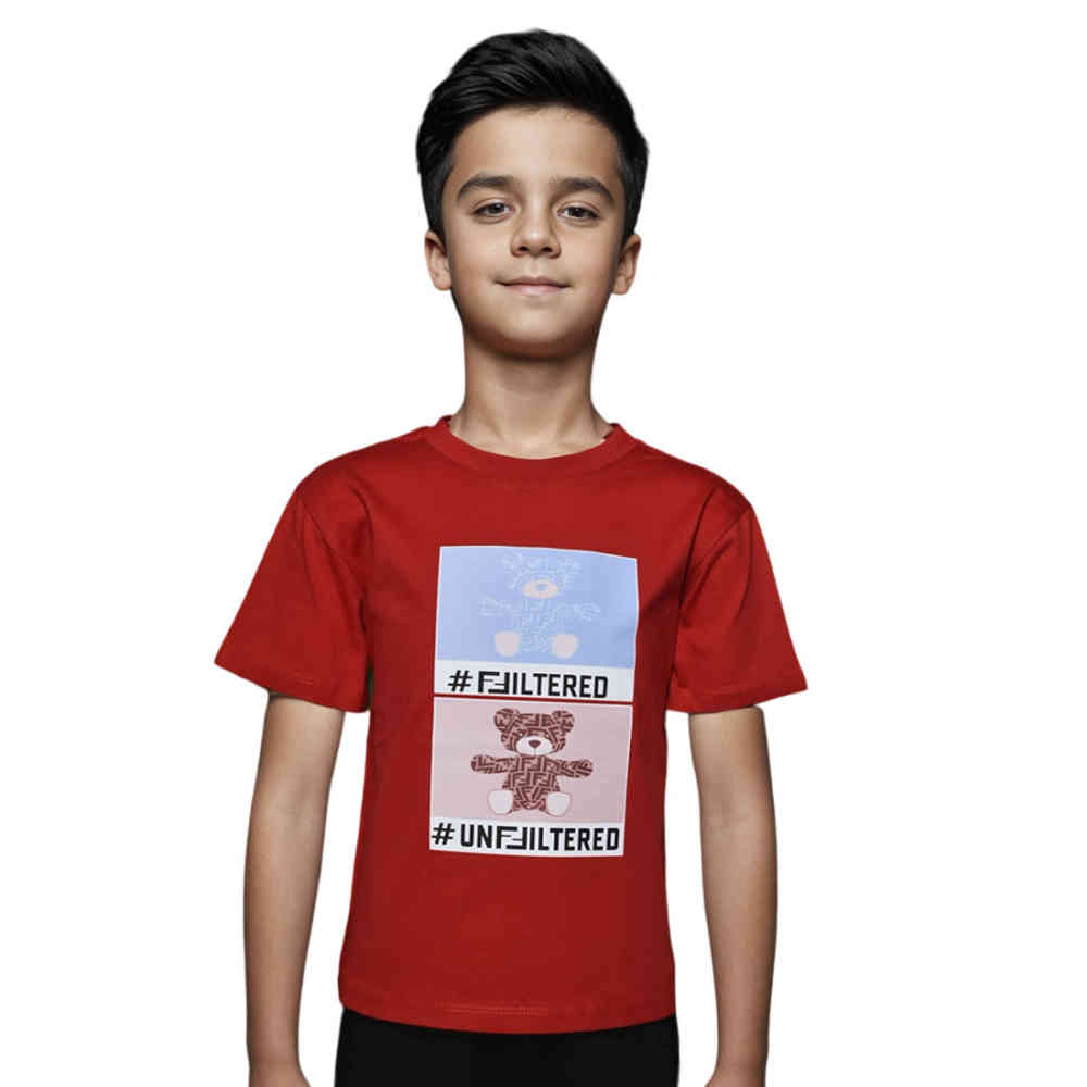 Red Fendi Teddy Print Purple Kids T-shirt