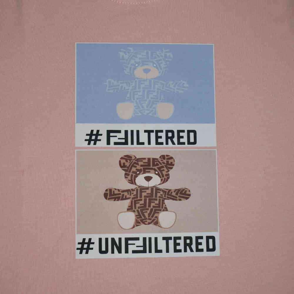 Fendi Teddy Print Pink Kids T-shirt-3