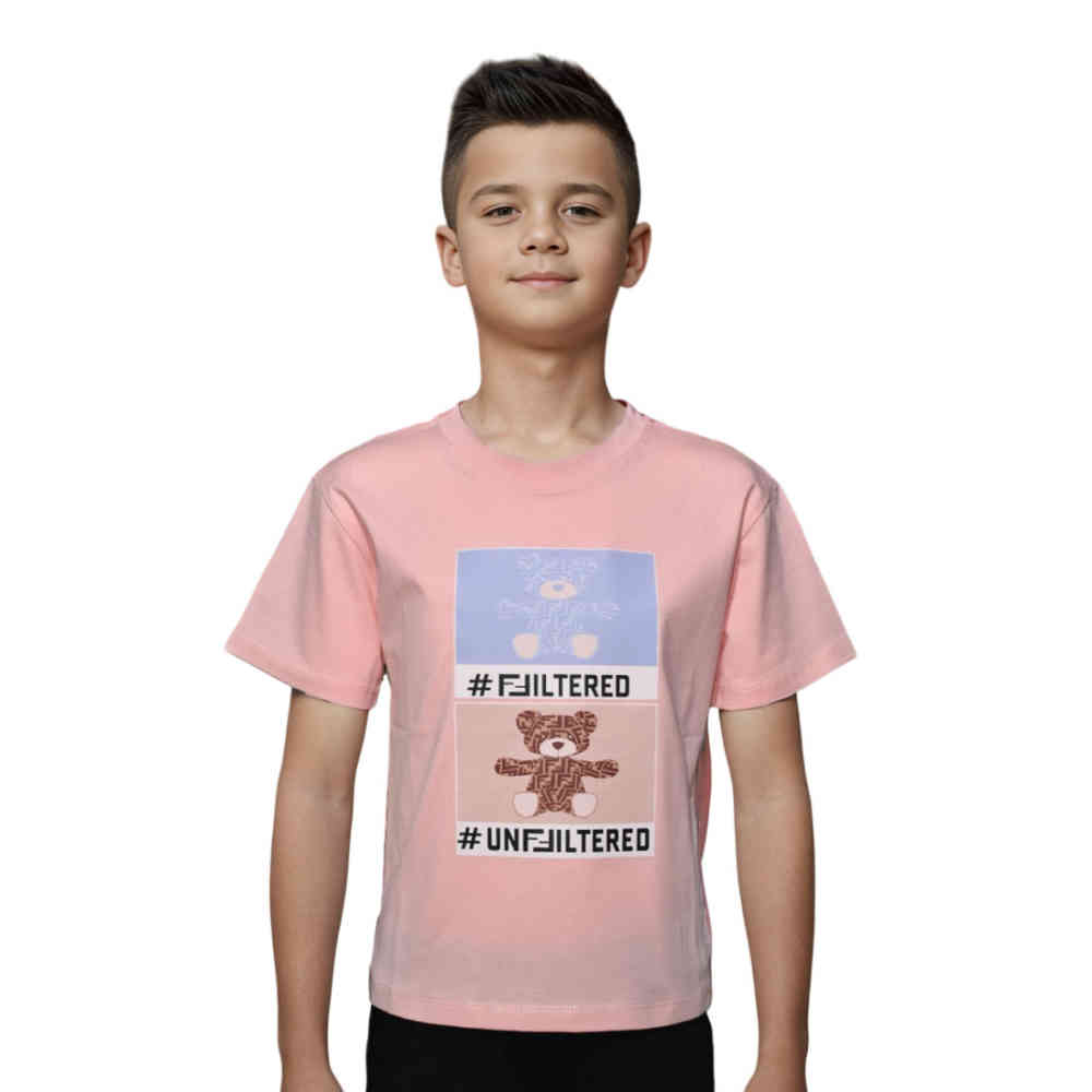 Pink Fendi Teddy Print Purple Kids T-shirt