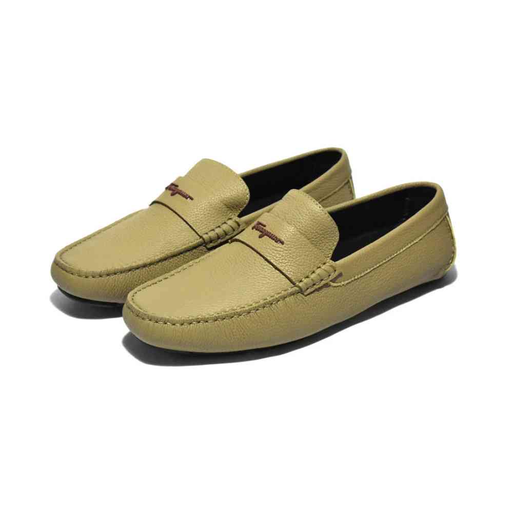 Olive Green Ferragamo Black Premium Quality Loafers