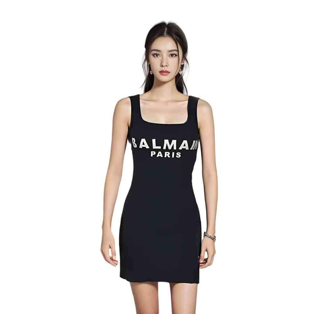 Black Balmain White Paris Premium Quality Dress