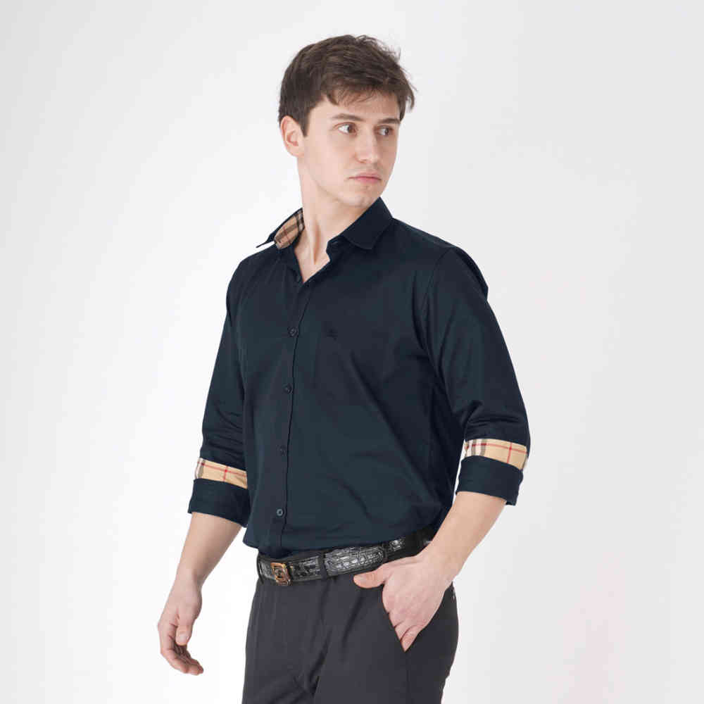 Burberry Navy Blue Premium Quality Shirt-3