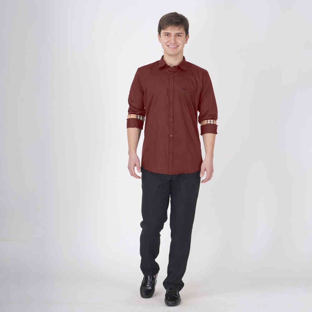 Burberry Maroon Premium Quality Shirt-4