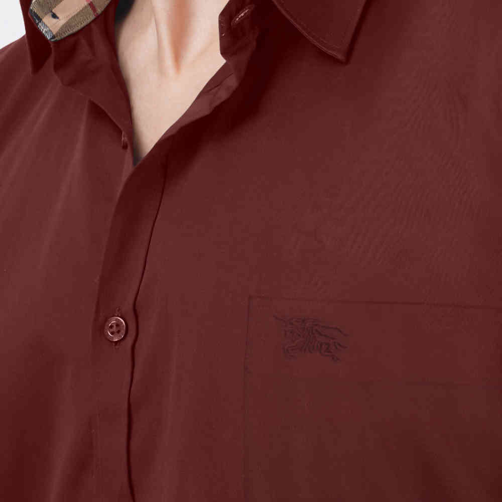Burberry Maroon Premium Quality Shirt-2