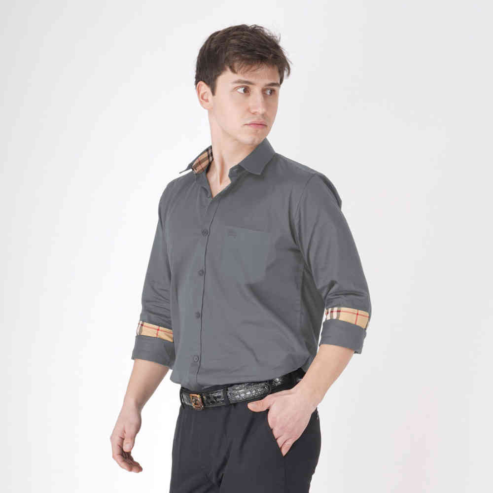 Burberry Grey Premium Quality Shirt-3