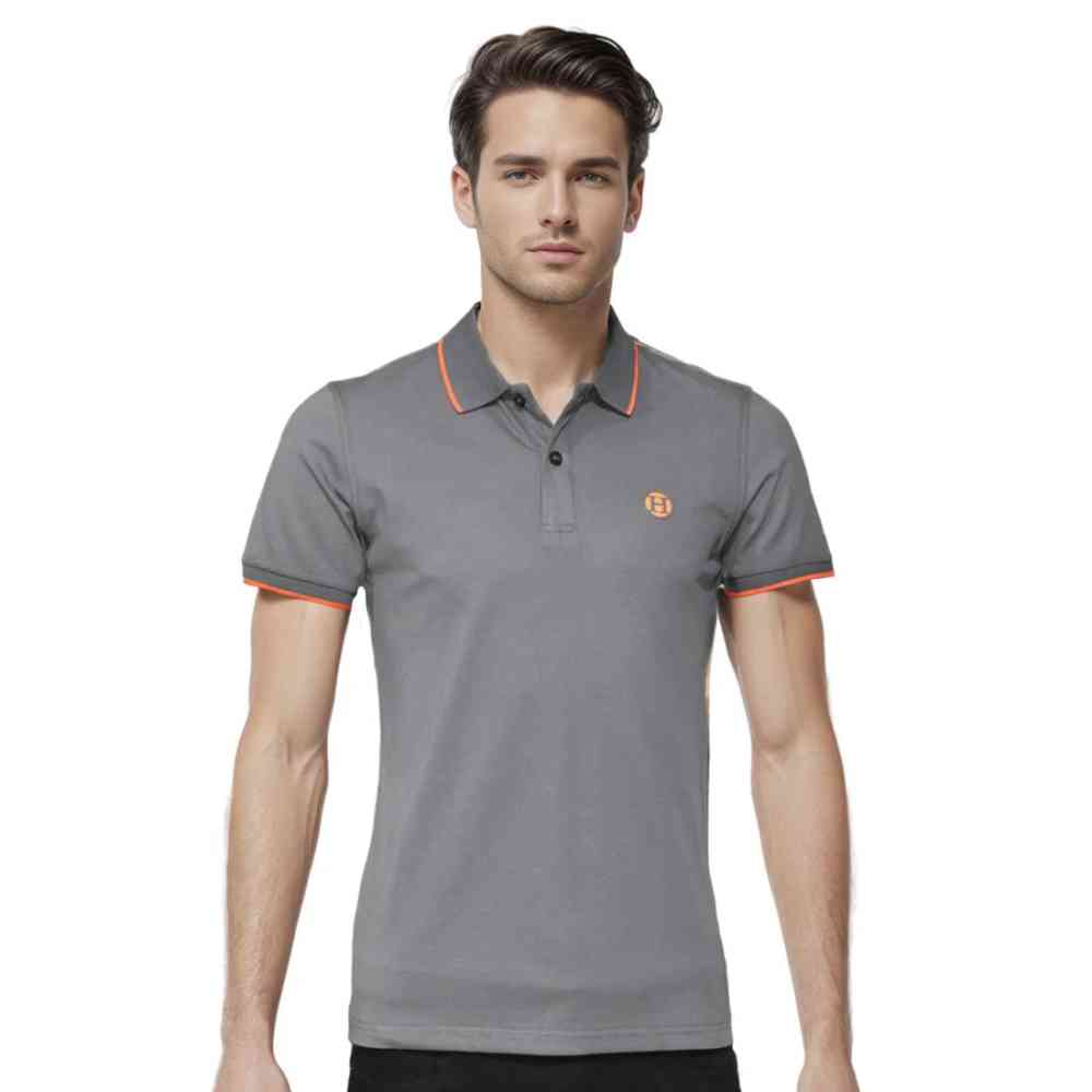 Dark Grey Hermes Black Premium Quality Half Sleeve Polo T-shirt