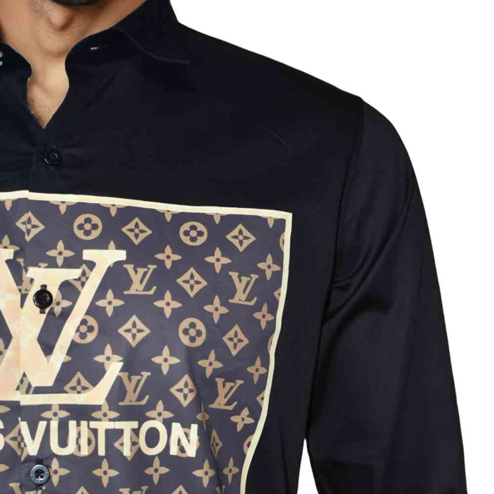 Louis Vuitton Black Premium Quality New Designer Men's Casual Shirt-5