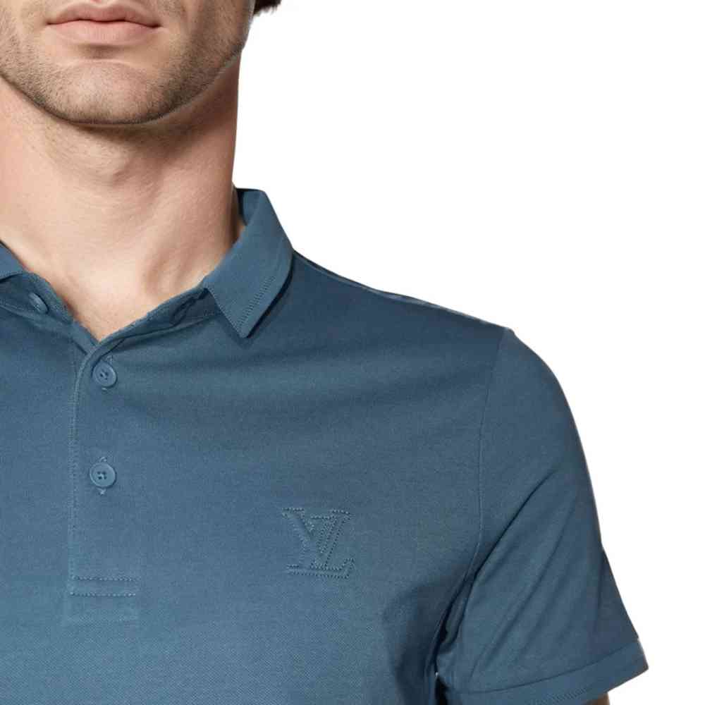 Louis Vuitton Embroidery Logo Blue Premium T-shirt-4