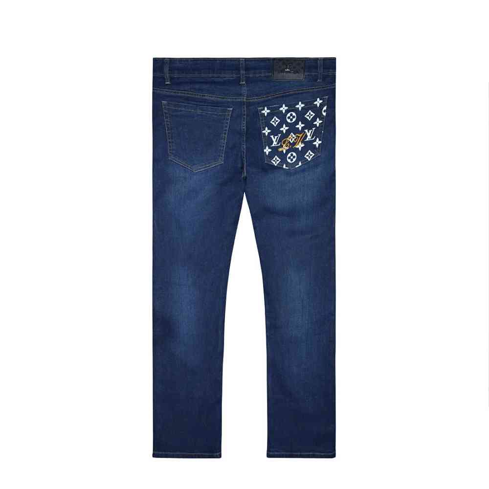 Louis Vuitton Dark Blue Premium Quality Denim Jeans-thumb-5