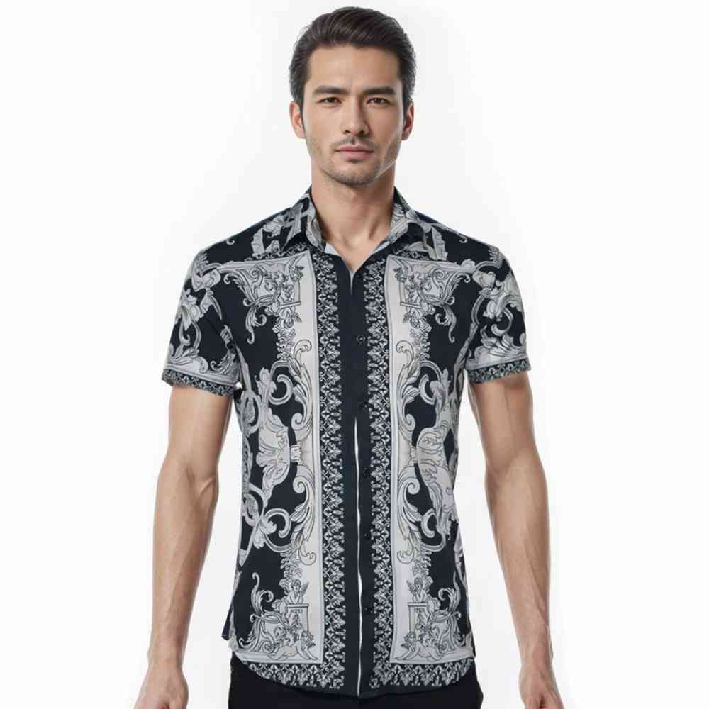 Versace Silver Baroque Drop Shoulder Premium Quality Shirt-thumb-0