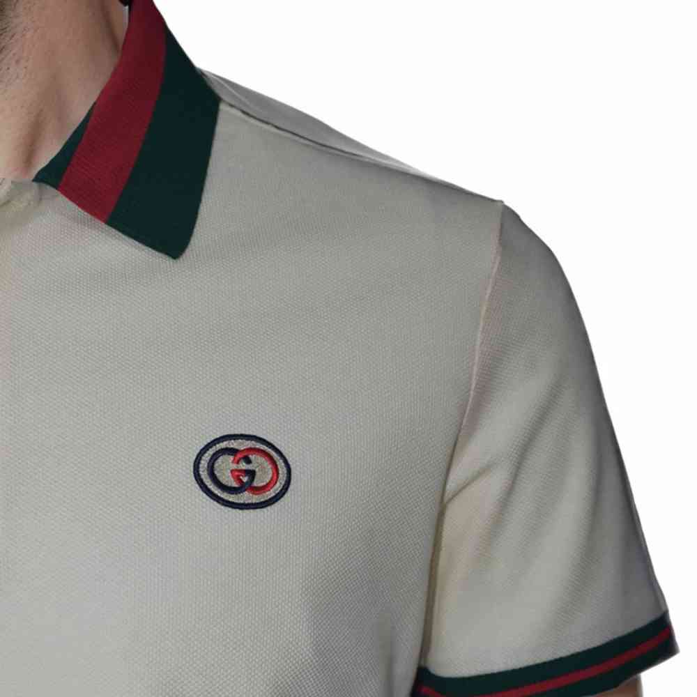 Gucci Embroidered logo Cream Premium T-shirt-4