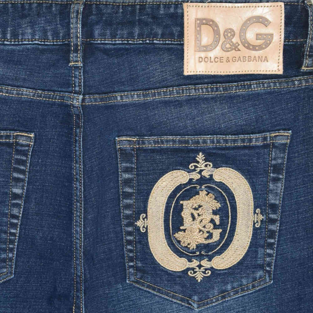 Dolce & Gabbana Dark Blue Ripped Denim Jeans-3
