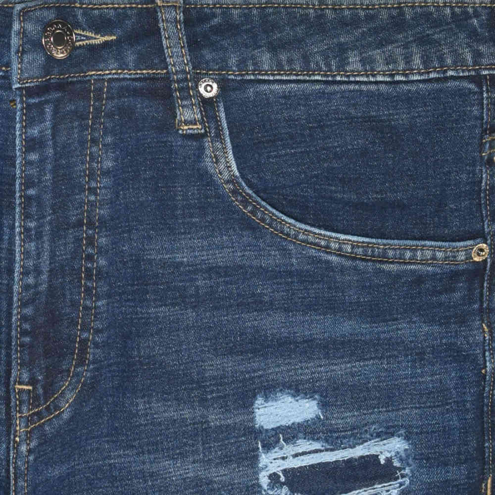 Dolce & Gabbana Dark Blue Ripped Denim Jeans-1