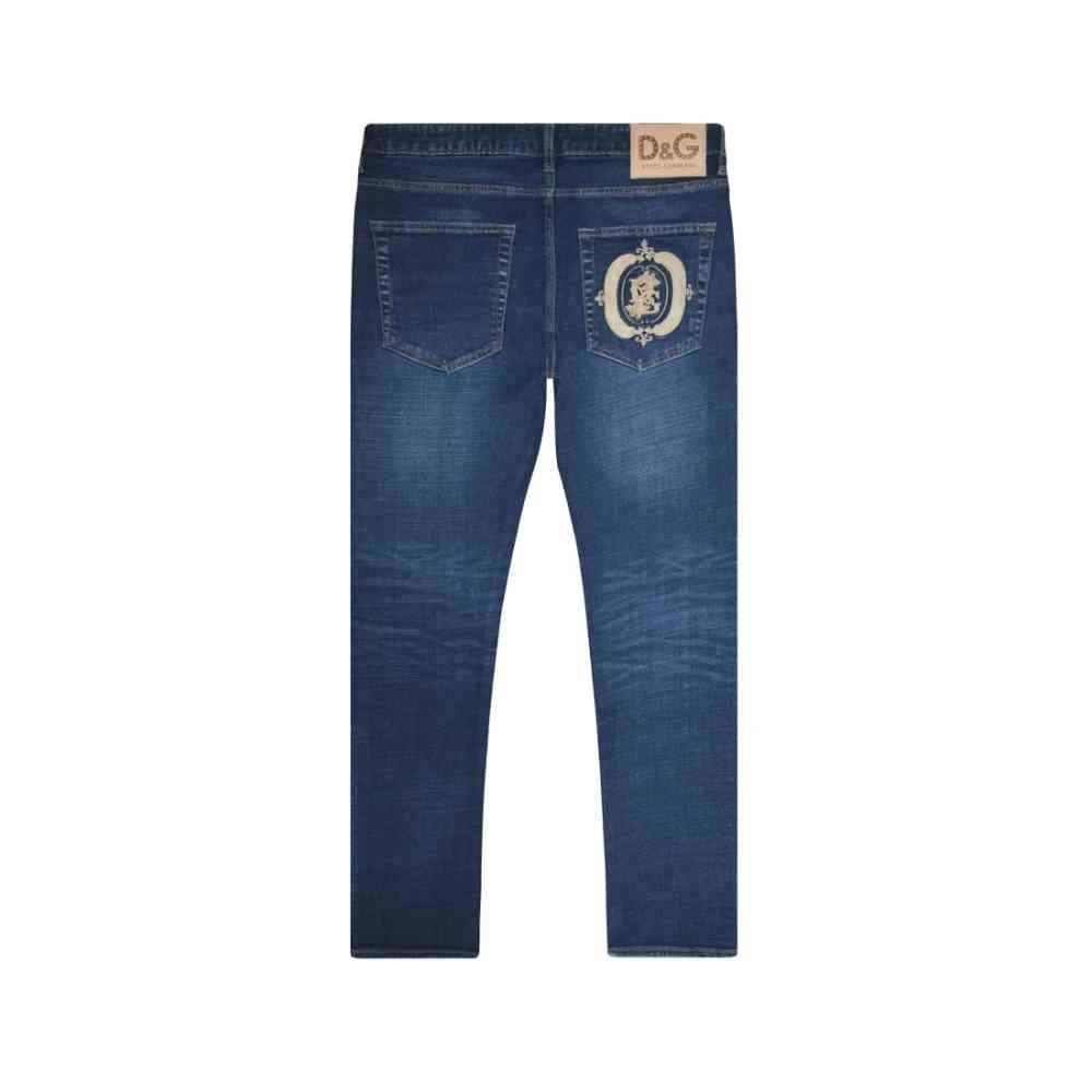 Dolce & Gabbana Dark Blue Ripped Denim Jeans-5