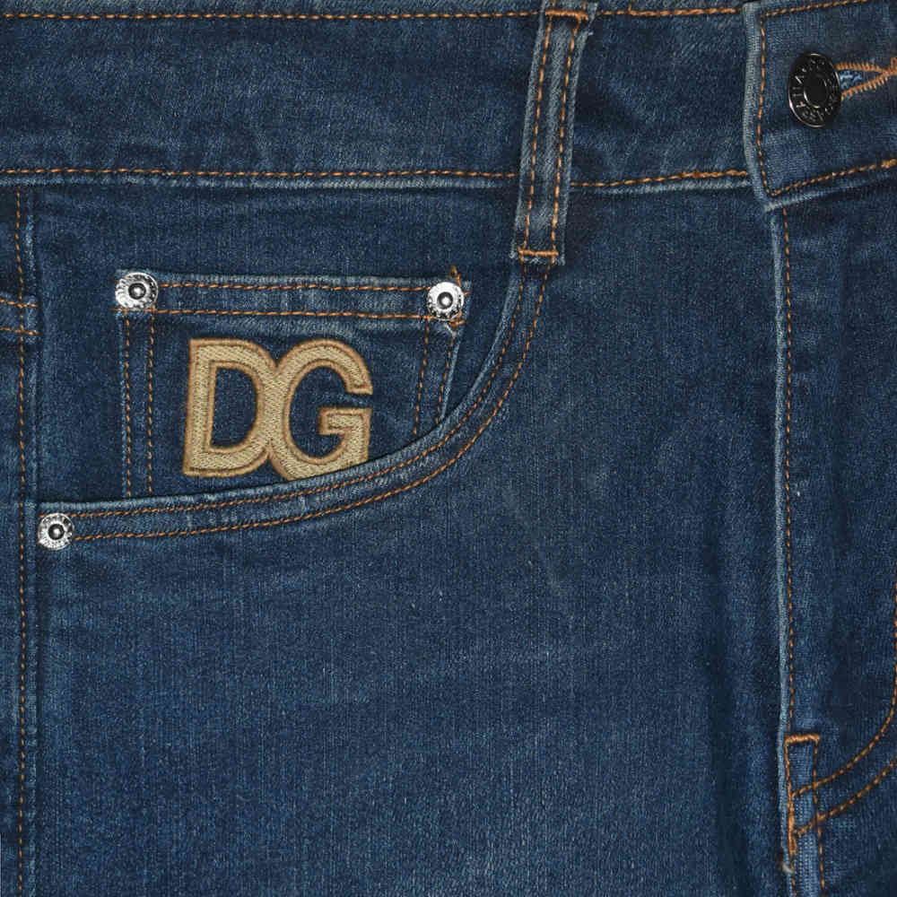 Dolce & Gabbana Blue Embossed Pocket Logo Jeans-2