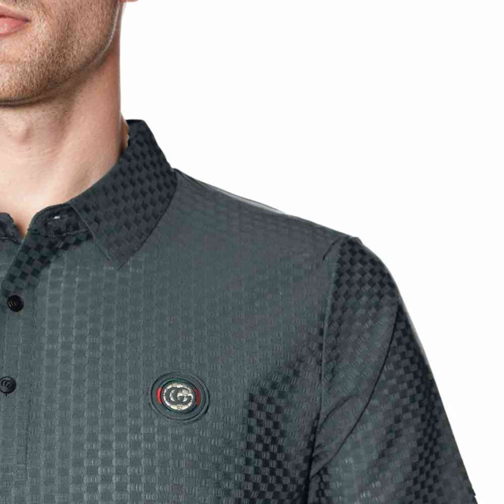 Gucci Embroidered logo Dark Green Premium Polo T-shirt-3