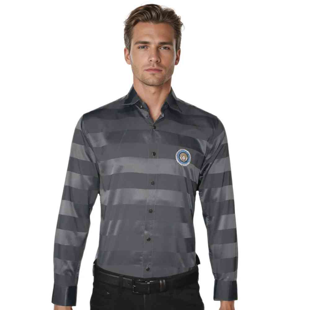 Grey Versace Blue Premium Quality Designer Shirt