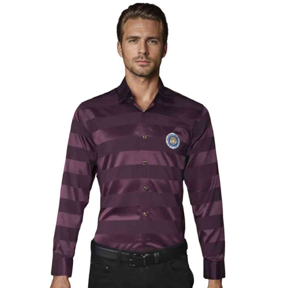 Wine Versace Blue Premium Quality Designer Shirt
