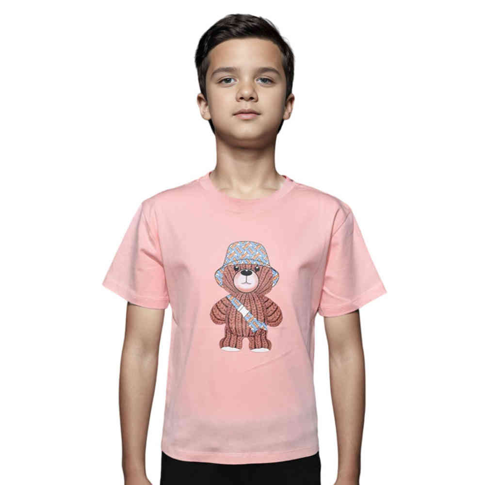 Pink Burberry Teddy Print Brown Premium Kids T-shirt