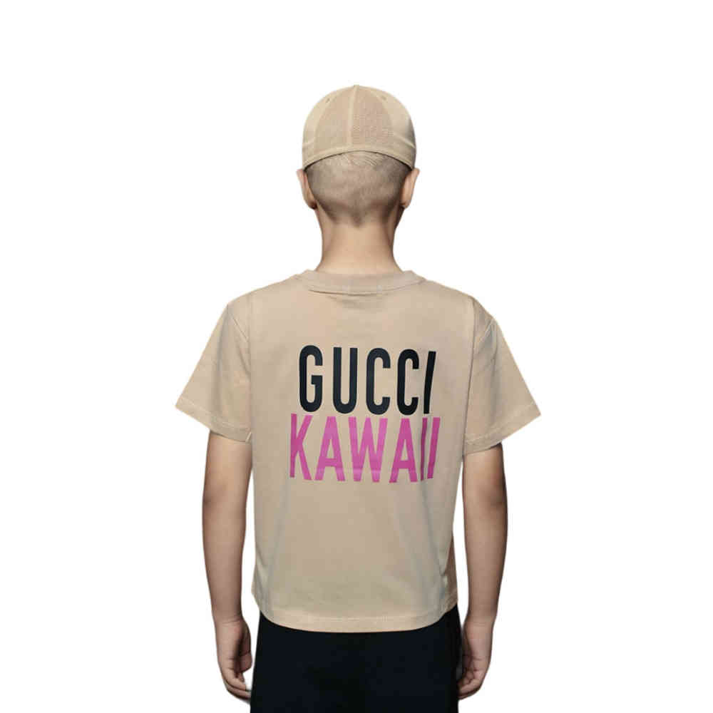 Gucci Brown Premium Quality T-shirt For Kids-1