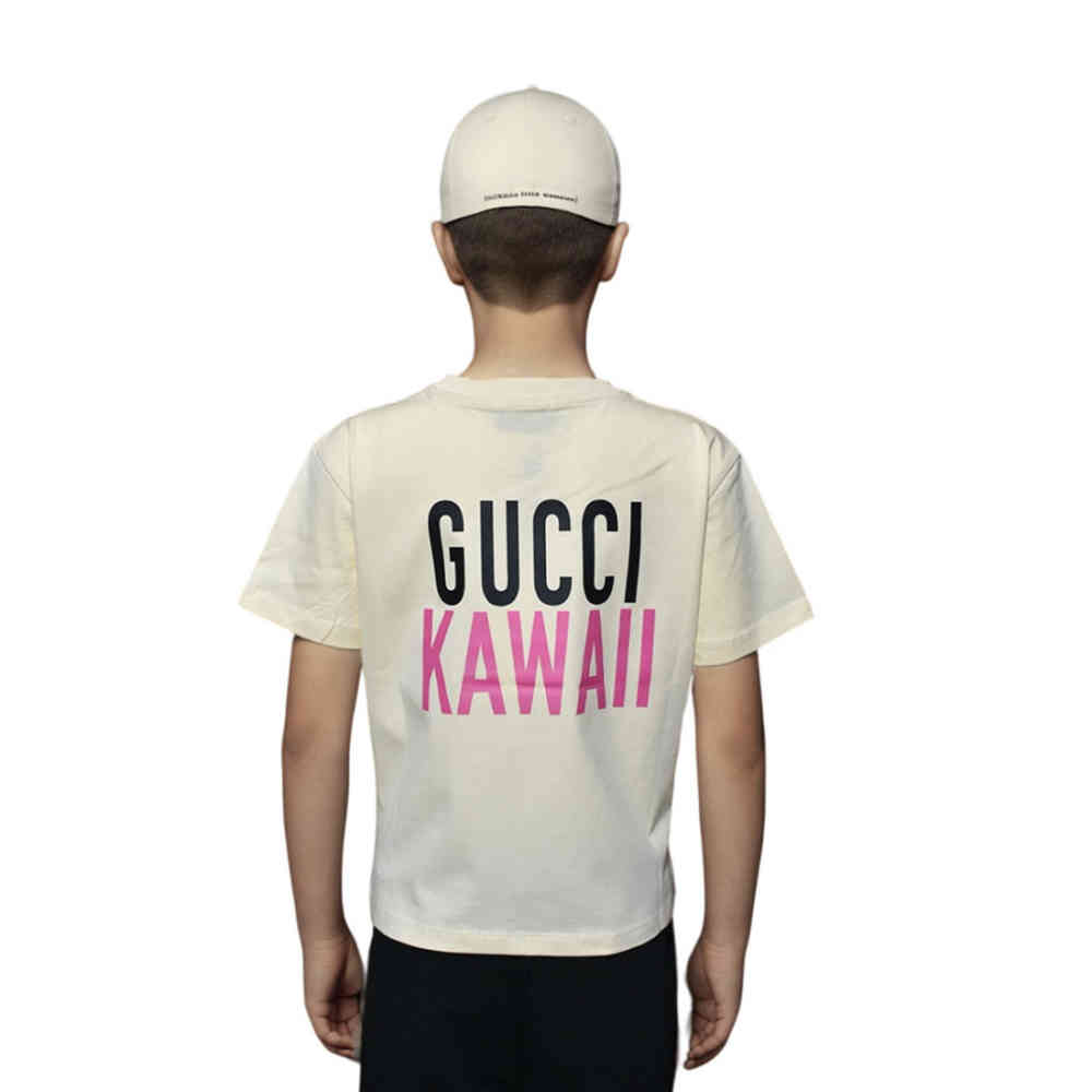 Gucci Cream Premium Quality T-shirt For Kids-thumb-1