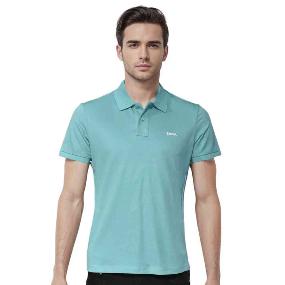 Light Blue Zegna White Premium Quality Short Sleeve T-shirt