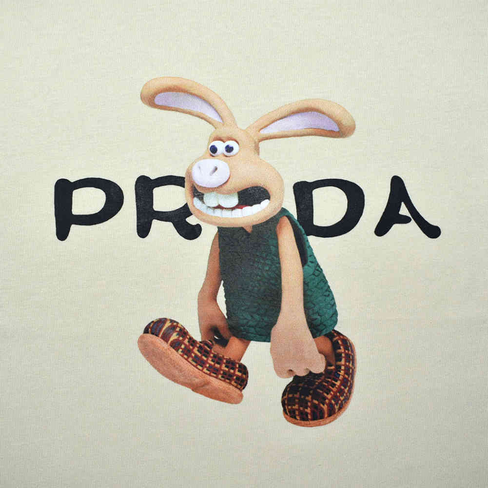 Prada Bunny Print Cream Premium Kids T-shirt-thumb-3