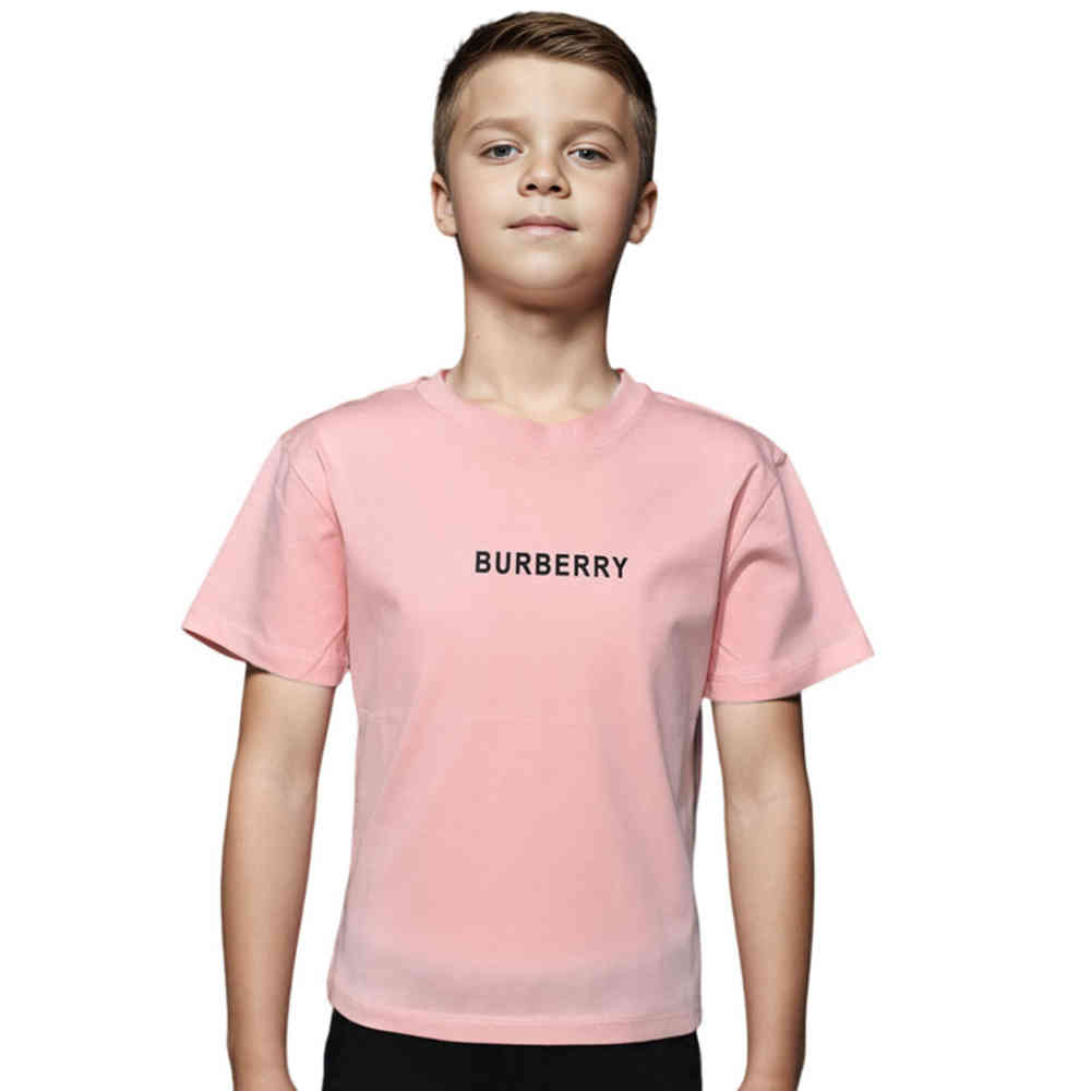 Pink Burberry Logo Print Brown Premium Kids T-shirt
