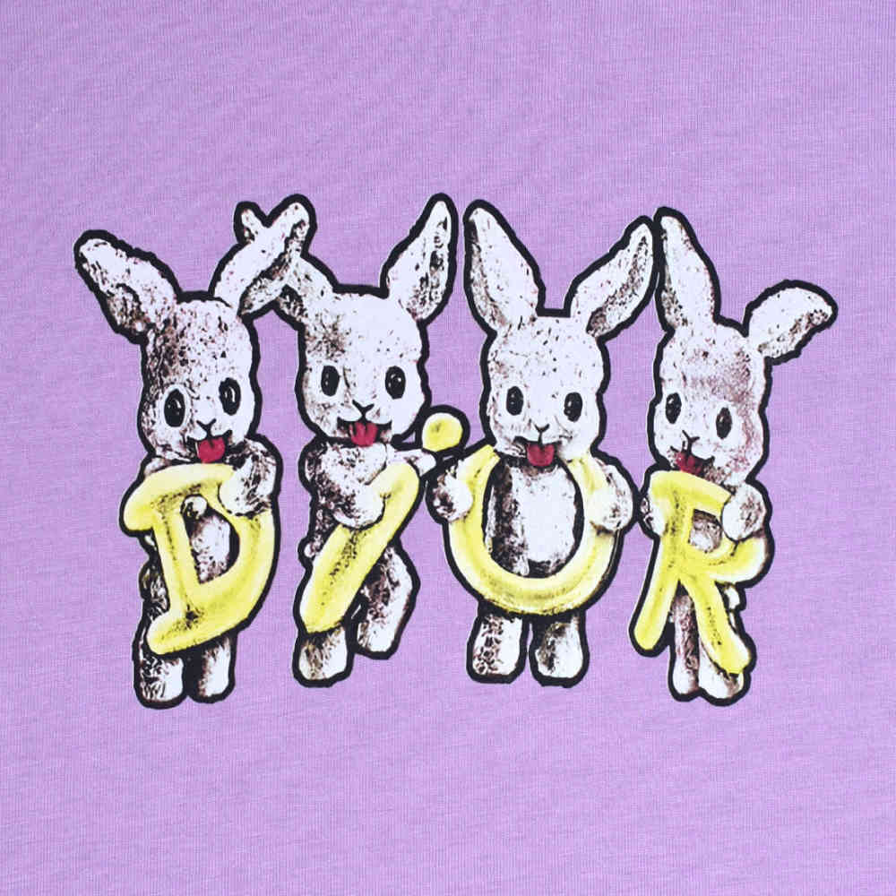 Dior Rabbit Print Purple Premium Kids T-shirt-3