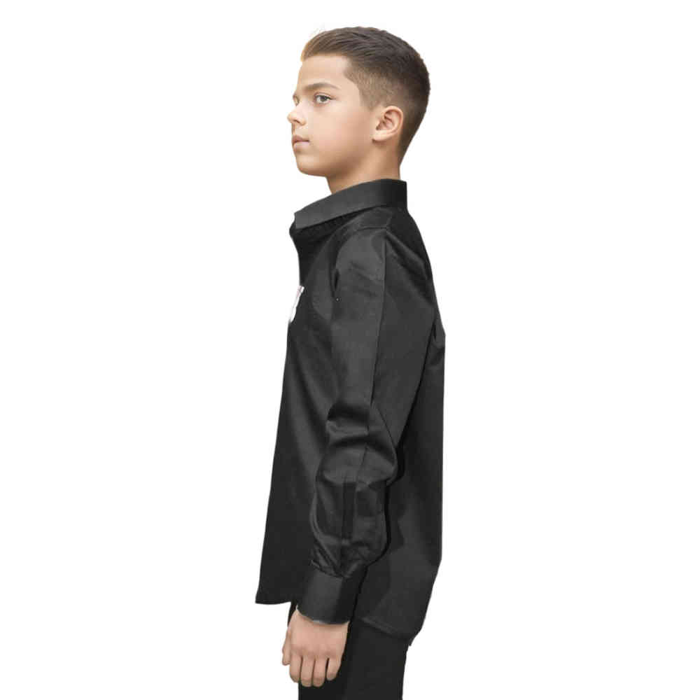 Burberry Embroidered Premium Black Kids Shirt-thumb-2