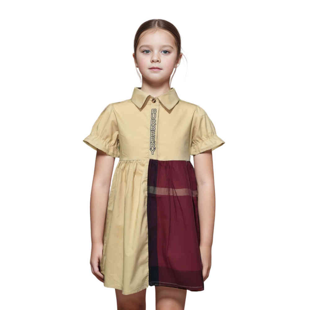 Brown Burberry White Premium Quality Dress