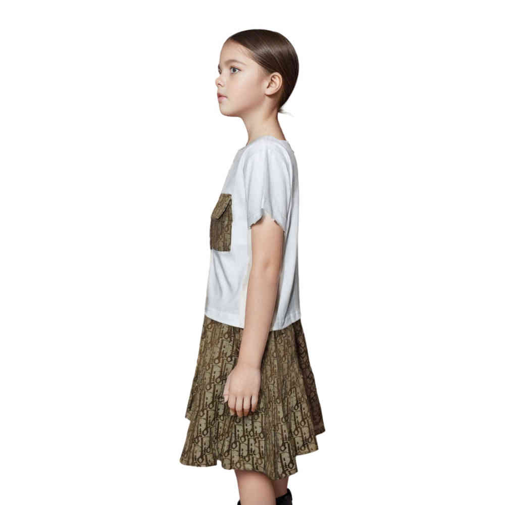 Dior Brown Premium Quality Girls Co-ord Set-thumb-2