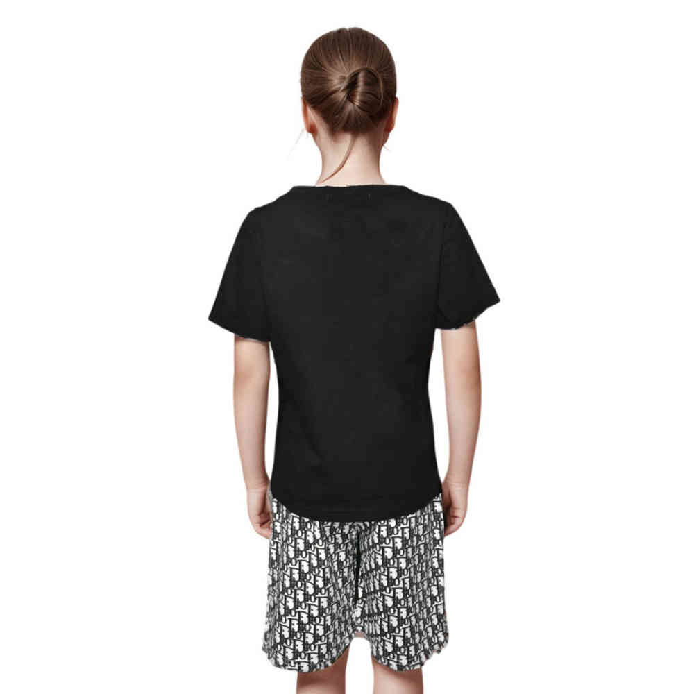 Dior Printed Black Premium Girls Co-ord Set-thumb-1