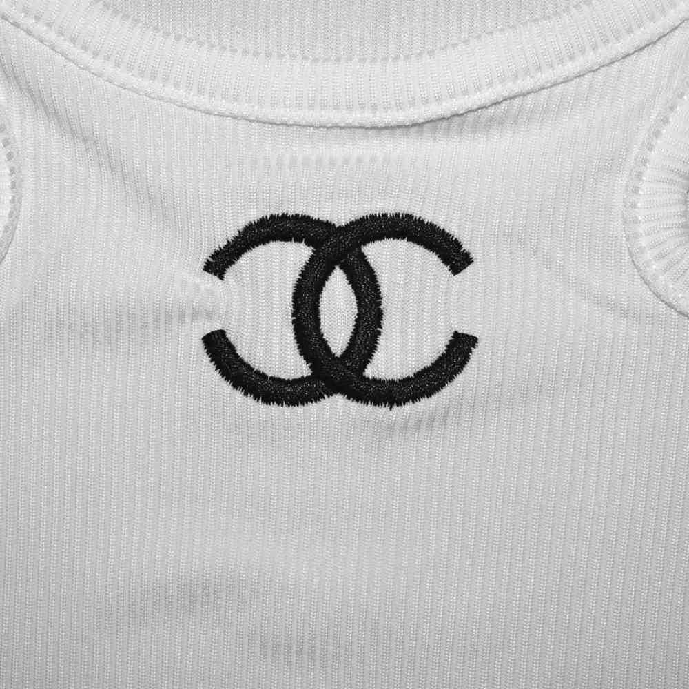 Chanel Embroidered logo White Premium Girls Co-ord Set-3