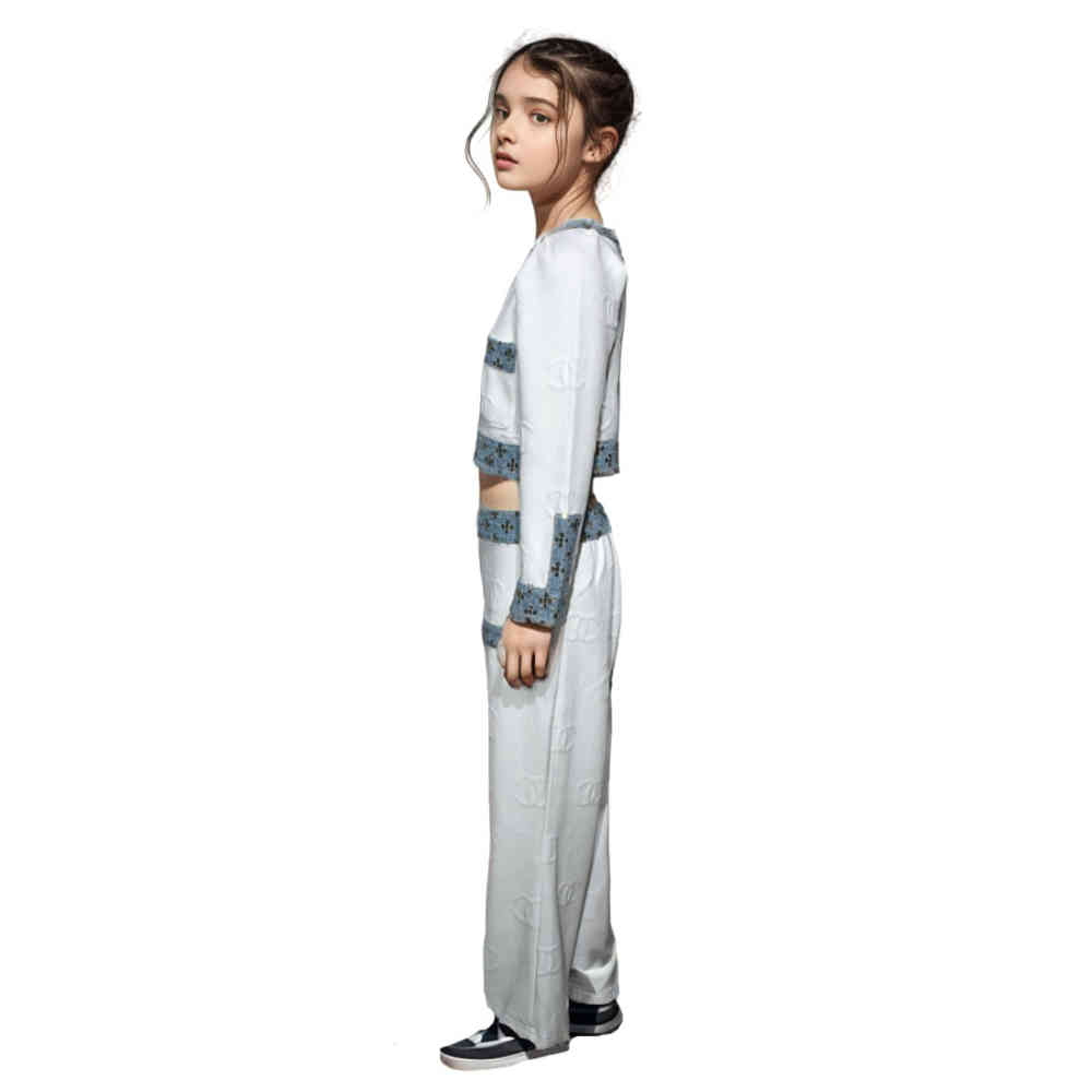 Chenal White Premium Quality Girls Co-ord Set-thumb-2