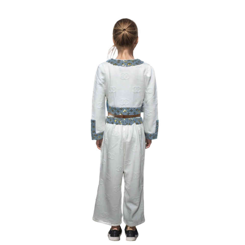 Chenal White Premium Quality Girls Co-ord Set-thumb-1