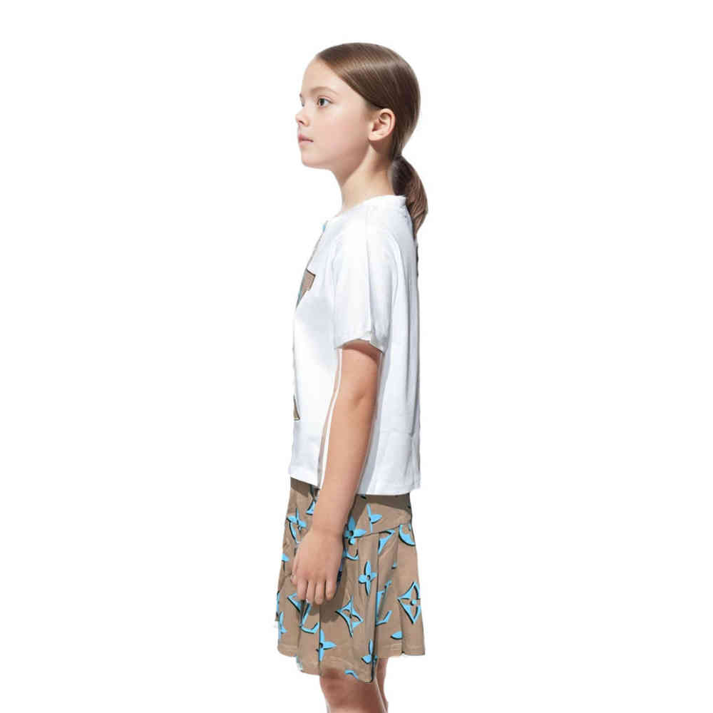 Louis Vuitton Signature Print White Girls Co-ord Set-thumb-1