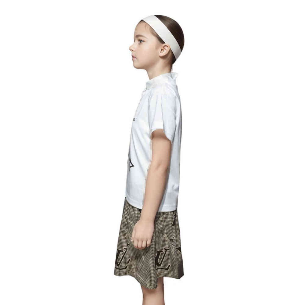 Louis Vuitton logo Print White Premium Girls Co-ord Set-2