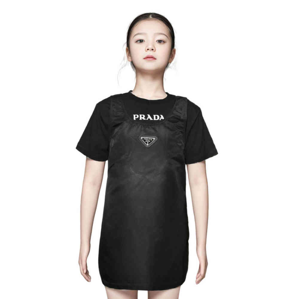 Black Prada Re-Nylon Detail White Premium Girls Co-ord Set