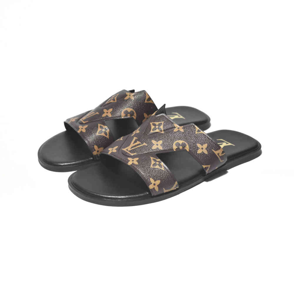 Black & Brown Louis Vuitton Black Premium Quality Flip-flops