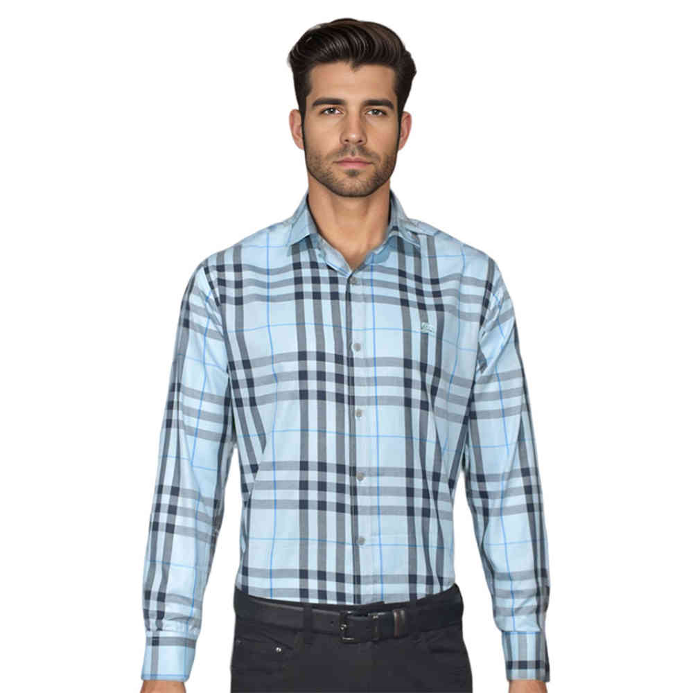 Sky Blue Burberry Navy Blue Premium Quality Shirt