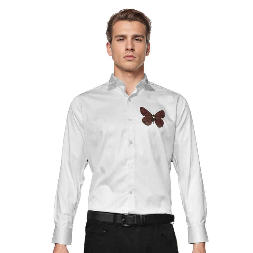 White Louis Vuitton Butterfly Print on Pocket Black Premium Shirt