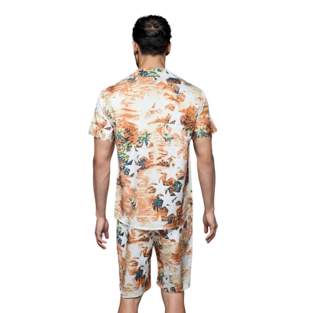 Amiri Tropical star Print White & Orange Shirt & Shorts Combo-1