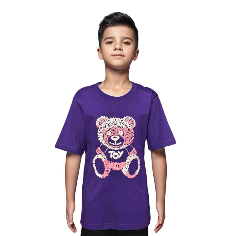 Purple Moschino Teddy Print Green Premium Kids T-shirt