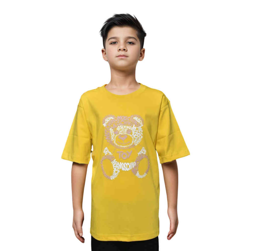 Yellow Moschino Teddy Print Green Premium Kids T-shirt