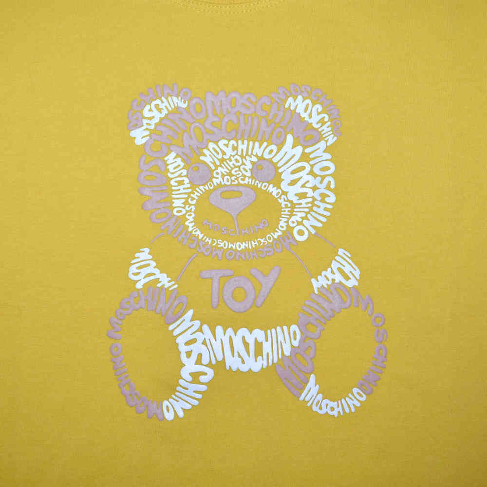 Moschino Teddy Print Yellow Premium Kids T-shirt-thumb-3